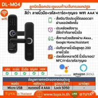 DL-M04 ลูกบิดล็อคประตูแบบก้านจับทรงแคปซูล สีดำ ลายนิ้วมือ+รหัส+การ์ด+กุญแจ WIFI AAA*4