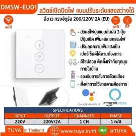 DMSW-EU01 สวิตช์เปิดปิดไฟ แบบปรับระดับแสงสว่างได้  (จัตุรัส)