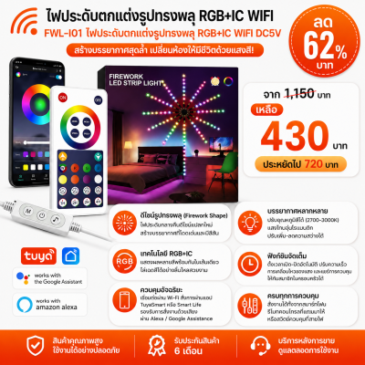 FWL-I01 ไฟประดับตกแต่งรูปทรงพลุ RGB+IC WIFI DC5V
