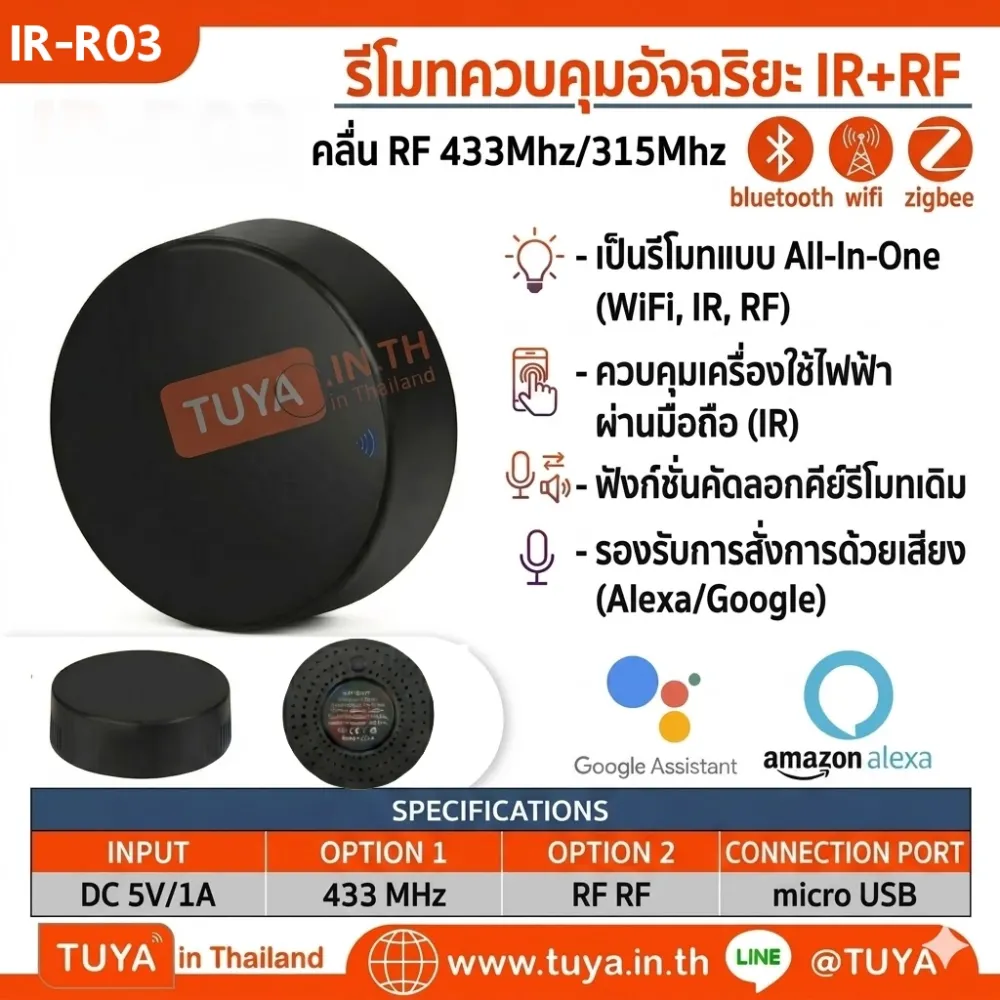 IR-R03 รีโมทคอนโทรลครอบจักรวาลไร้สาย 2.4G WIFI รองรับ RF 433MHz/315MHz