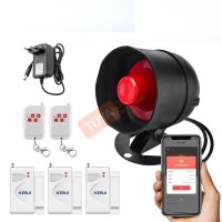 SRW12 ไซเรนเสียงไร้สาย ควบคุมการใช้งานผ่านแอปพลิเคชั่น WIFI สีดำแดง 110dB 9V