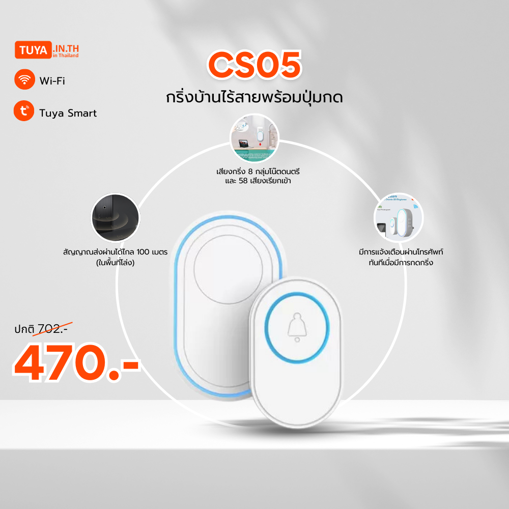 ลดกระหน่ำ! CS05 กริ่งบ้านไร้สายพร้อมปุ่มกดและระบบกันขโมยบ้านไร้สาย Clearance Sale ต้อนรับปีใหม่