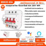 BRK03-63A เซอร์กิตเบรคเกอร์ไฟฟ้า WIFI 2.4GHZ 3สวิตซ์ สั่งงานผ่านแอปพลิเคชั่น 63A 230V