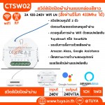 CTSW02 สวิต์ซ์เปิดปิดผ้าม่านแบบกล่องสีขาว 3A 100-240V Wifi LN สั่งผ่านรีโมท 433Mhz ได้