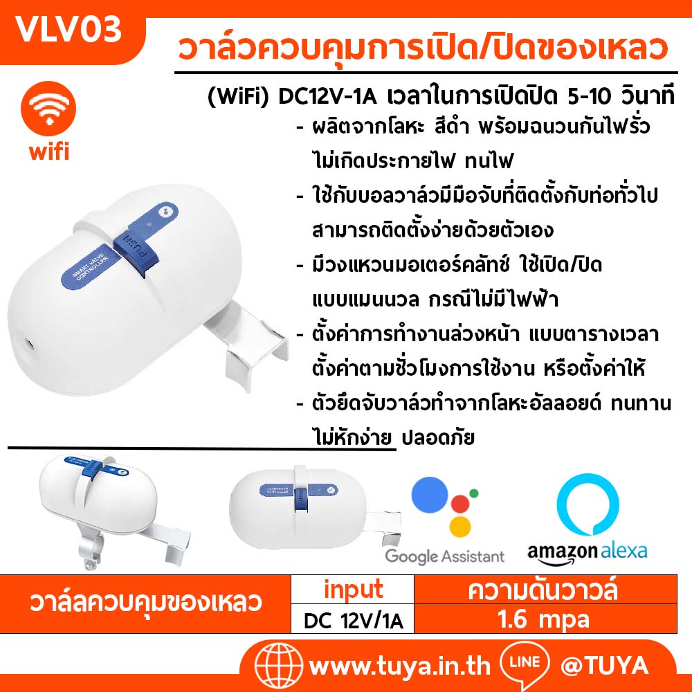 VLV03 สมาร์ทเซ็นเซอร์วาล์วอัจฉริยะ วาล์วน้ำเเละวาล์วก๊าซ สั่งงาน/ควบคุมผ่านเเอปพลิเคชั่น