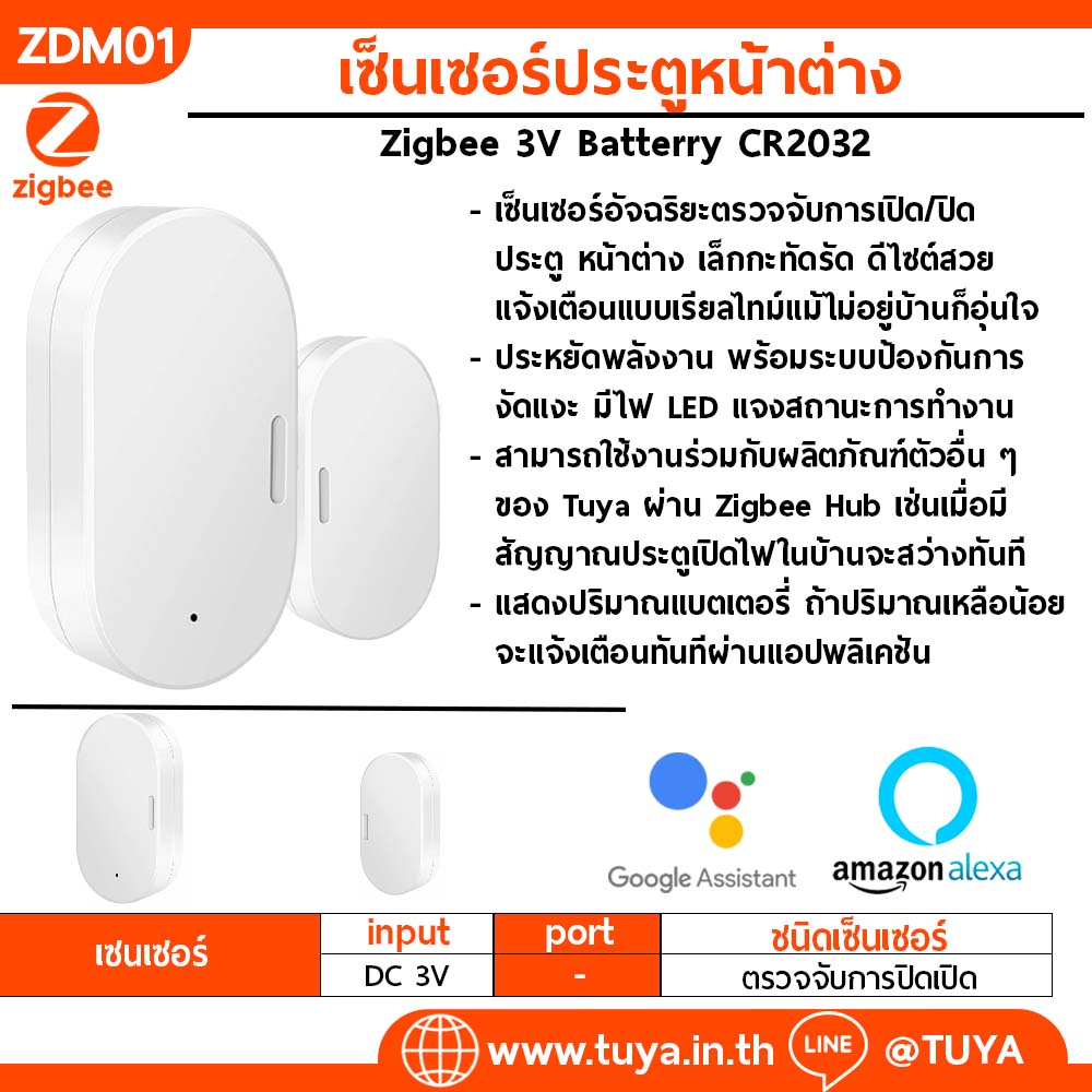 ZDM01 เซ็นเซอร์ประตูหน้าต่าง Zigbee 3V