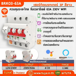 BRK03-63A เซอร์กิตเบรคเกอร์ไฟฟ้า WIFI 2.4GHZ 3สวิตซ์ สั่งงานผ่านแอปพลิเคชั่น 63A 230V