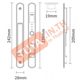 DL-S01S ตัวเปิดปิดประตูบานเลื่อนสีเงิน Bluetooth สั่งงานผ่านแอพ แสกนลายนิ้วมือ กุญแจ พอร์ตชาร์จ USB Li-Po 3.7V 14500 mAh