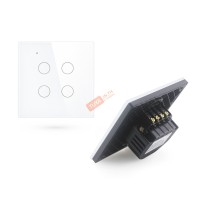 SWEU-E4 สวิตช์เปิด/ปิดไฟแบบทัชสีขาว LN/LL แบบ4ปุ่มทัช (EU) จตุรัส WIFI สั่งเปิด/ปิดผ่านแอพพลิเคชั่นมือถือ 220V 10A
