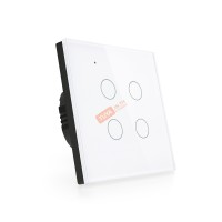 SWEU-E4 สวิตช์เปิด/ปิดไฟแบบทัชสีขาว LN/LL แบบ4ปุ่มทัช (EU) จตุรัส WIFI สั่งเปิด/ปิดผ่านแอพพลิเคชั่นมือถือ 220V 10A