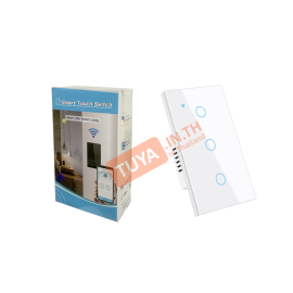 SWUS-C3 สวิตช์เปิดปิดไฟแบบทัชสีขาวหน้าปัดกระจก LN/No-N 240V แบบ3ปุ่มกด (US) แนวยาว