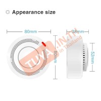 ZSM02 เซนเซอร์ตรวจจับควันไฟ สีขาวทรงกลม Zigbee AAA*2