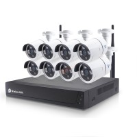 CMRK02 ชุดกล้องวงจรปิดไร้สายแบบ 8 ตัว WIFI พร้อมระบบ NVR รักษาความปลอดภัยกลางแจ้ง แสดงผลภาพชัดเจน 15fps 1080P 2.0 MP  H.264