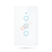 ZSWUS-B03 สวิตซ์ไฟฟ้าแบบปุ่มทัช 3ปุ่ม ขนาดUS สีขาว LL LN Zigbee (US) แนวยาว