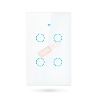 ZSWUS-B04 สวิตซ์ไฟฟ้าแบบปุ่มทัช 4ปุ่ม ขนาดUS สีขาว LL LN Zigbee (US) แนวยาว