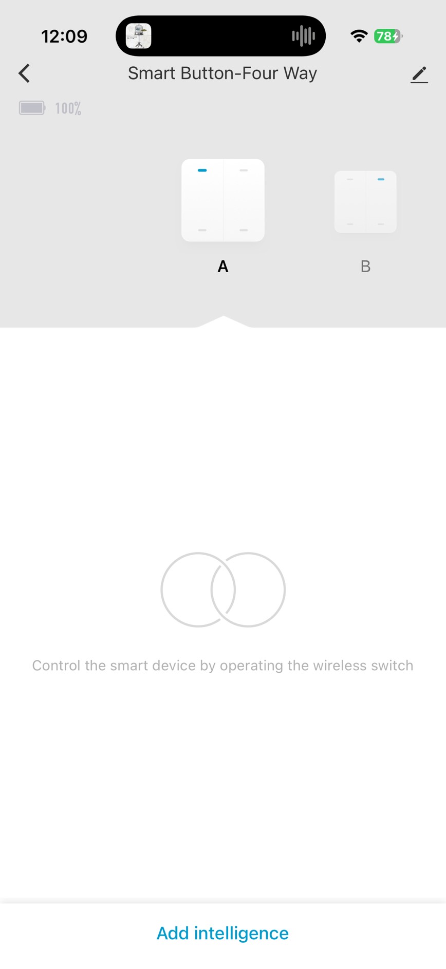 หน้าหลักของแอป Smart Button-Four Way