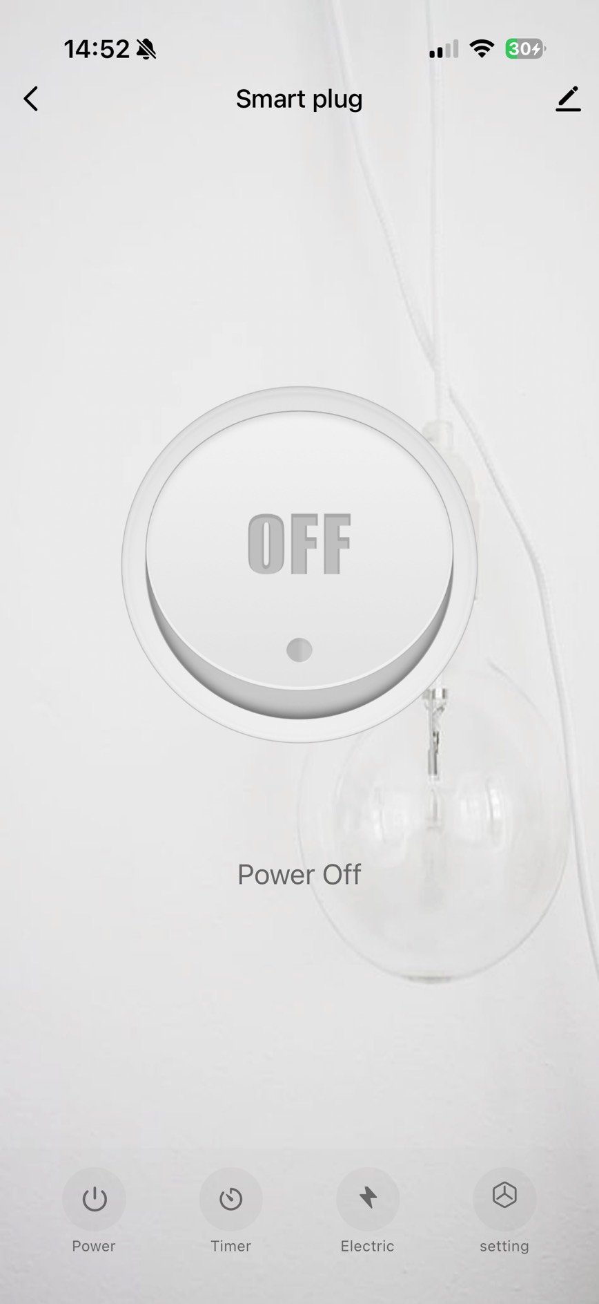 หน้าหลักของแอป Smart plug